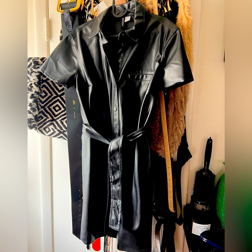 H&M faux  leather dress